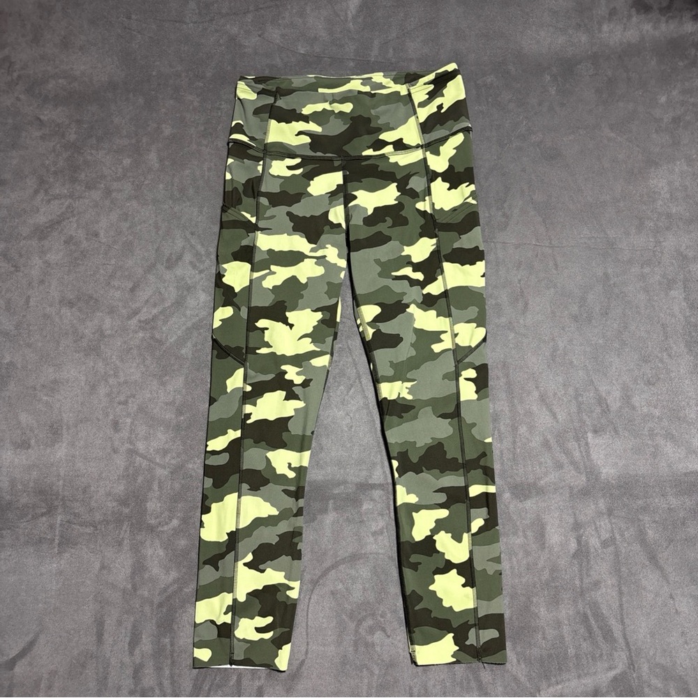 Lululemon Heritage 365 Camo Crispin Green Fast Free High Rise Crop Leggings Sz 6